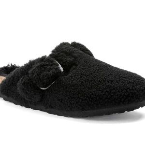 Birkenstock Black Shearling Mules